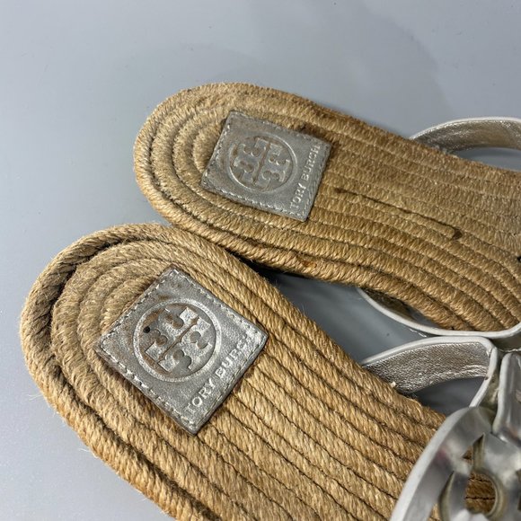 Tory Burch Silver Miller Espadrille Sandals - Picture 9 of 12
